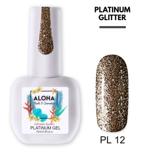 Ημιμόνιμο βερνίκι Aloha 15ml - Platinum Glitter PL 05 / Intense Green (Έντονο Πράσινο)