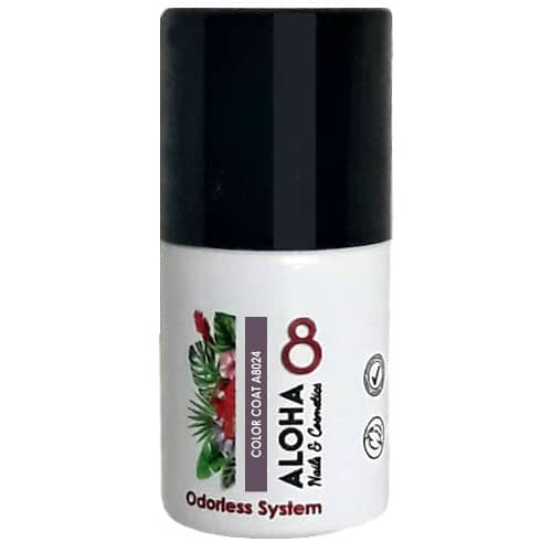 Ημιμόνιμο βερνίκι ALOHA 8ml – Color Coat A8024 / Χρώμα: Μωβ-Καφέ (Mauve-Brown)