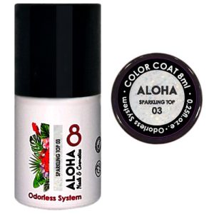 Ημιμόνιμο βερνίκι ALOHA 8ml – Sparkling Top Coat No Wipe (χωρίς κολλώδη) / ST 03 – Bright Green