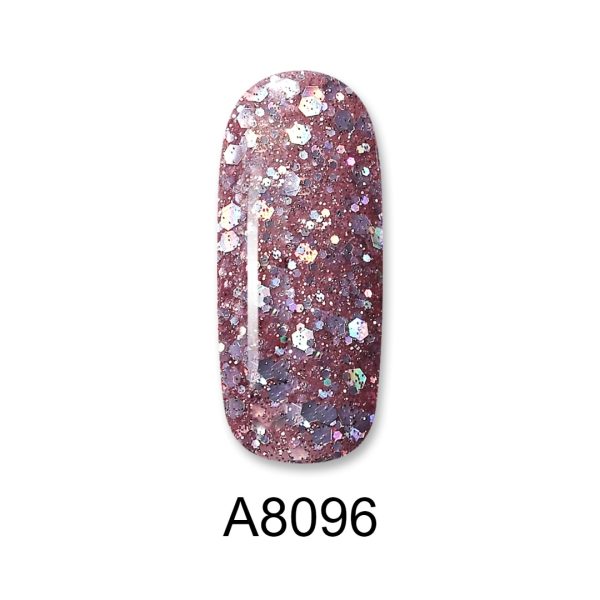Ημιμόνιμο βερνίκι ALOHA 8ml – Color Coat A8096 / Χρώμα: Mauve Glitter