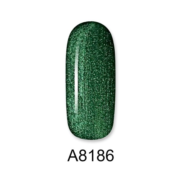 Ημιμόνιμο βερνίκι ALOHA 8ml – Color Coat A8186 / Χρώμα: Metallic Green with Green Shimmer (Πράσινο Μεταλλικό με Shimmer)
