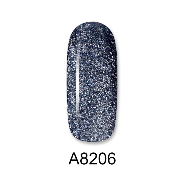 Ημιμόνιμο βερνίκι ALOHA 8ml – Color Coat A8206 / Χρώμα: Blue Gray Metallic with Shimmer (Γκρι-μπλε μεταλλικό με Shimmer)