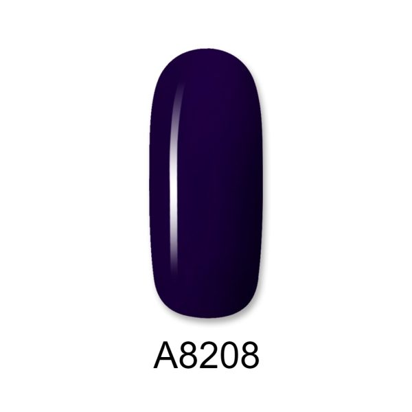 Ημιμόνιμο βερνίκι ALOHA 8ml – Color Coat A8208 / Χρώμα: Midnight Indigo Blue (Μπλε μωβ σκούρο)