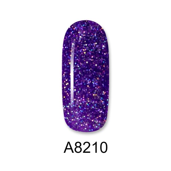 Ημιμόνιμο βερνίκι ALOHA 8ml – Color Coat A8210 / Χρώμα: Purple Pixie Glitter (Μωβ Pixie glitter)