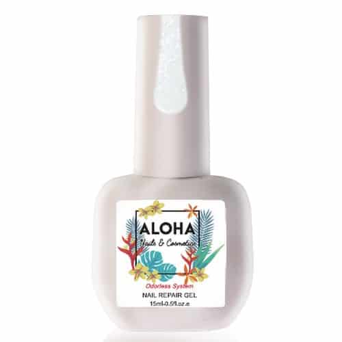 Ημιμόνιμο βερνίκι Aloha 15ml - Nail Repair Gel / Θεραπεία Ημιμόνιμου με πρωτεΐνες & χρώμα - Sparkling Milky White