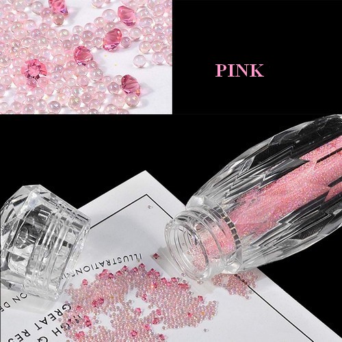 Glass Mini Chaviar Nail Art Decoration 5g  / Pink (Ροζ)