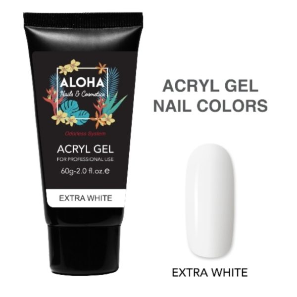 Aloha Acryl Gel UV/LED 60 gr - Extra White (Ασβέστης Γαλλικού)