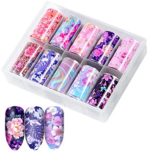 Κασετίνα 10τμχ Foil Stickers για σχέδια νυχιών 4x120cm - Set 52