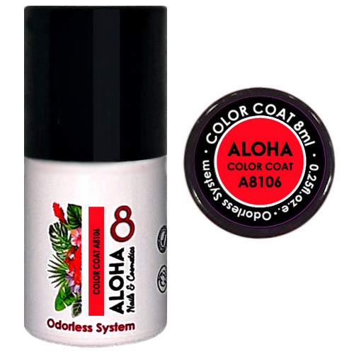 Ημιμόνιμο βερνίκι ALOHA 8ml – Color Coat A8106 / Χρώμα: Καρπουζί (Watermellon)