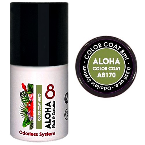 Ημιμόνιμο βερνίκι ALOHA 8ml – Color Coat A8170 / Χρώμα: Avocado Green (Πράσινο Αβοκάντο)