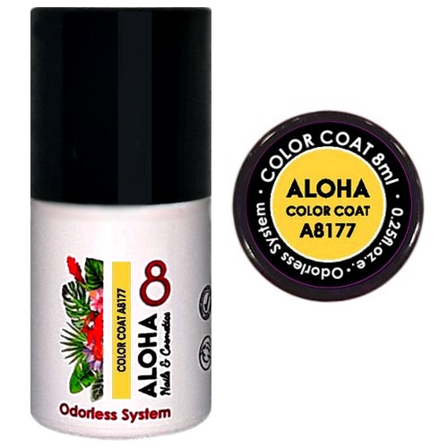 Ημιμόνιμο βερνίκι ALOHA 8ml – Color Coat A8177 / Χρώμα: Corn Yellow (Καλαμποκί)