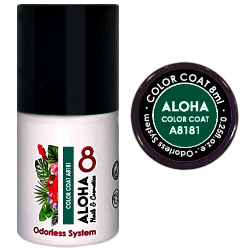 Ημιμόνιμο βερνίκι ALOHA 8ml – Color Coat A8181 / Χρώμα: Ultramarine Green (Πράσινο φωτεινό)