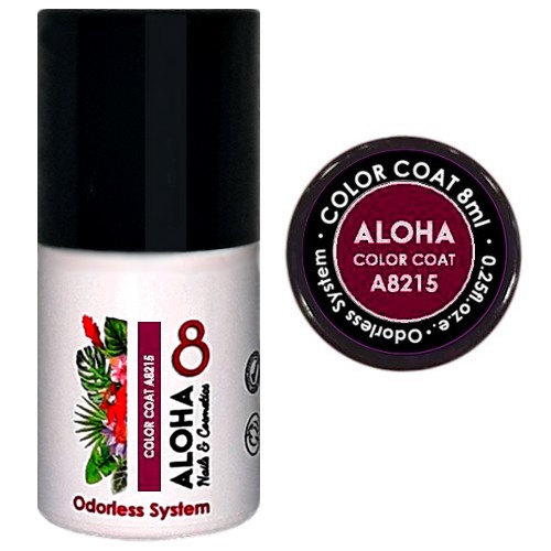 Ημιμόνιμο βερνίκι ALOHA 8ml – Color Coat A8215 / Χρώμα: Dark Magenta Ruby (Ρουμπινί Magenta σκούρο)