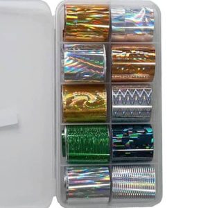 Κασετίνα 10τμχ Foil Stickers για σχέδια νυχιών - 2,5x100cm / Set 05