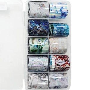 Κασετίνα 10τμχ Foil Stickers για σχέδια νυχιών - 2,5x100cm / Set 11