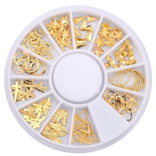 Ρόδα με 3D Διακοσμητικά για Nail Art σε χρυσό
